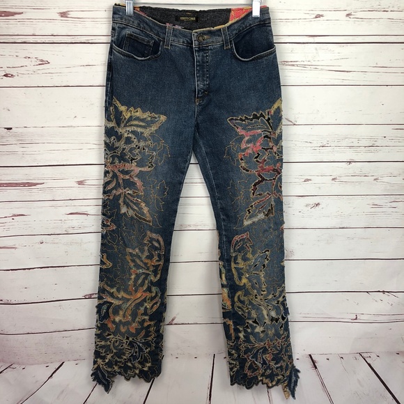 laser cut denim jeans